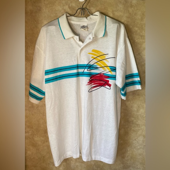 Jantzen Other - Jantzen Graphic Multi-Color Polo 80s/90s Made in USA Vintage Sporty Color L